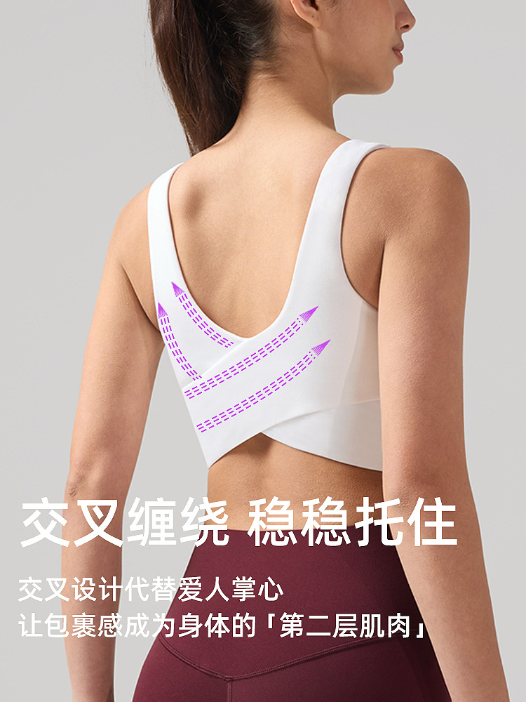 Lulu ropa interior deportiva cruzada mujer Lycra sujetador de fitness a prueba de golpes de alta elasticidad transpirable chaleco de yoga de secado rápido bra
