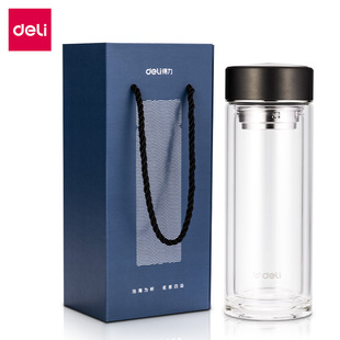 Deli Double-Layer Glass Ll502 Gift Box 300/350/410ml Business Portable 304 Glass Cup
