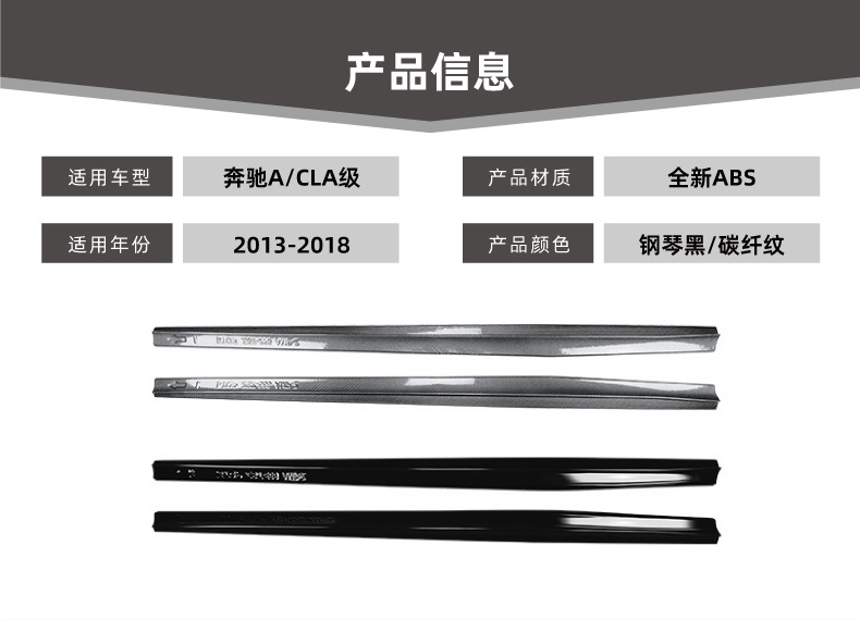 Side Skirts Body Kit for Mercedes-Benz A-Class W176 CLA C117 AMG 2013-2018