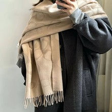 新款coa寇双面羊绒围巾女冬季大牌轻奢高级感本命红色保暖围脖