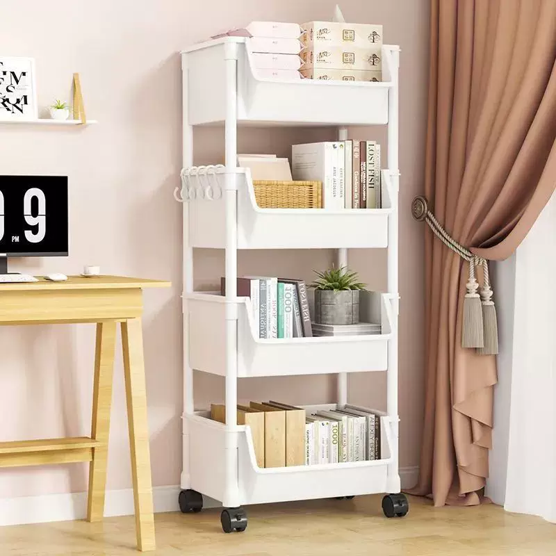 Book shelf floor-standing trolley kitchen bathroom mobile snack bathroom multi-layer storage rack