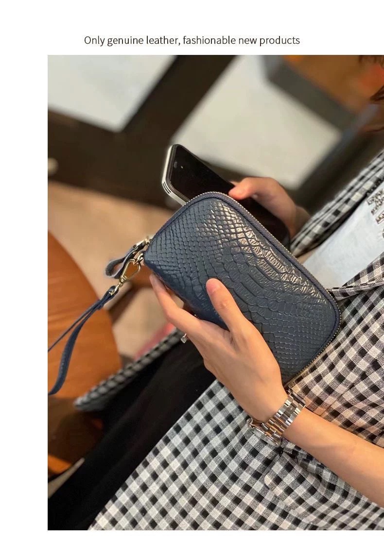 Äußere einzelne Ledergeldbörse für Damen im langen Stil, neu mit Krokodilmuster, Hauptschicht aus Rindsleder, Handtasche für Handy_voghion.com