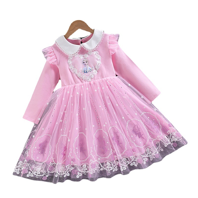 Princesa Elsa vestido congelado verano manga corta vestido de primavera y otoño puro algodón chica Aisha nueva ropa para niños