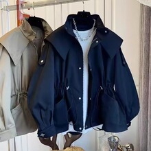 工厂韩国东大门设计感小众宽松休闲抽绳收腰工装风衣外套女春秋潮