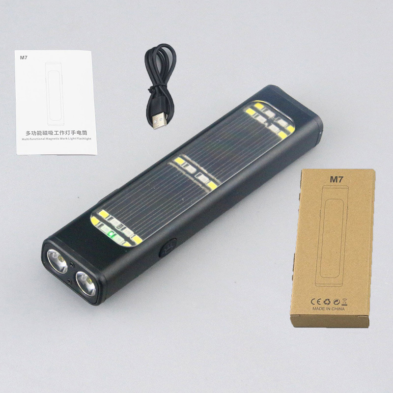 Nueva luz de trabajo, linterna COB, hebilla colgante de succión magnética, iluminación de luz doble, cuerpo de aleación de aluminio, luz roja y azul aerodinámica