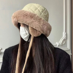 大脸护耳渔夫帽女秋冬季加绒加厚保暖毛绒盆帽骑车防风帽子成人