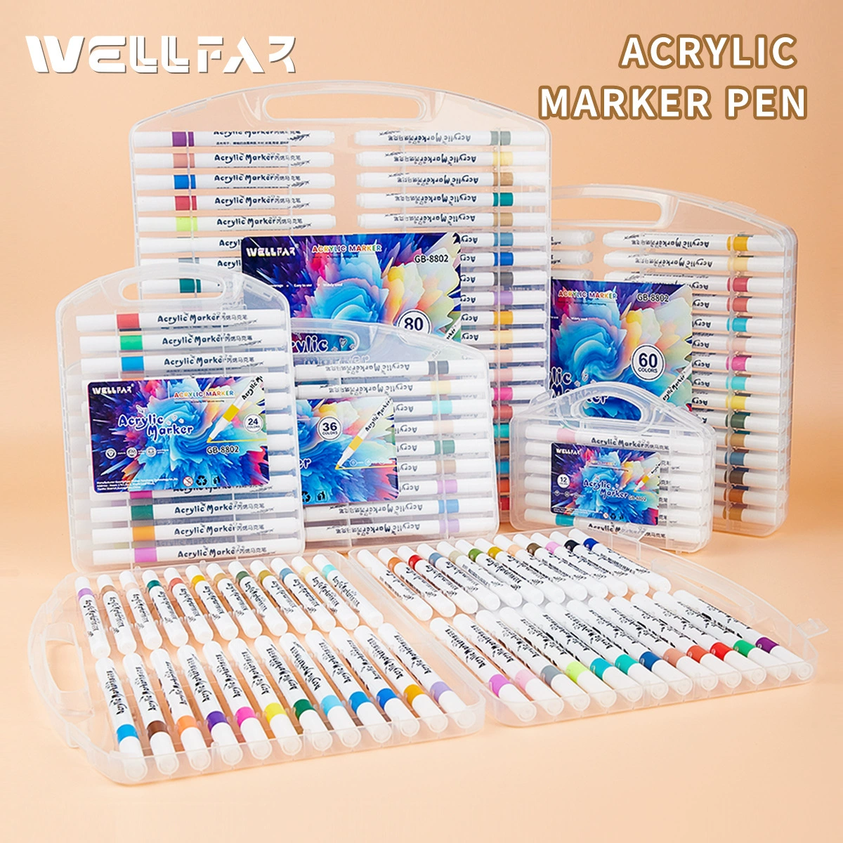 Портативный маркер в коробке с одной головкой, круглый стержень, акриловый маркер, ручка для рисования, искусство, сделай сам, креативная акварельная ручка, кисть для рисования