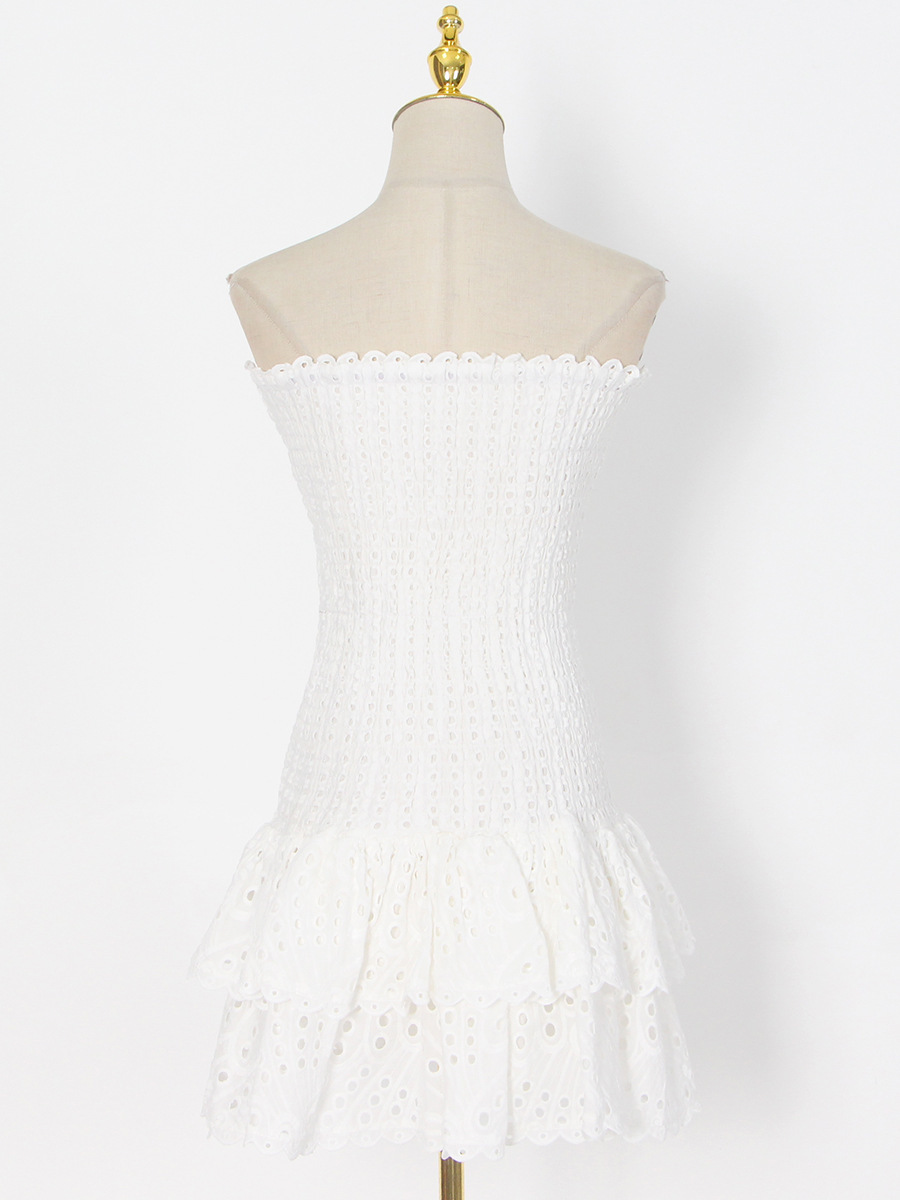 Elegant Ruffled Strapless Women's Dress For Spring Season_voghion.com