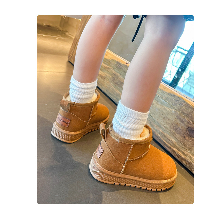 Barnsnöskor 2023 vinter nya plysch och tjocka flickor med medelstora till stora, mjuka sulor för barn, vattentäta_voghion.com