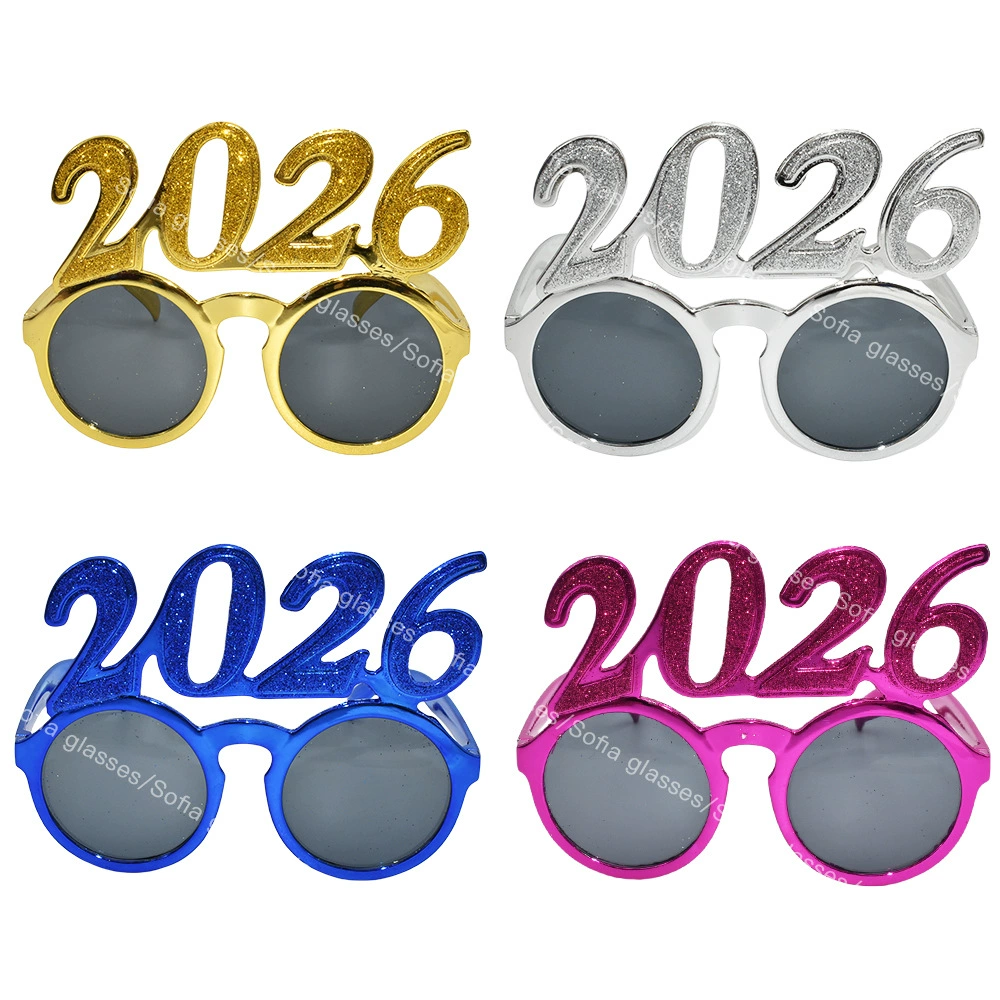 [2026数字眼镜圆镜片装饰眼镜派对新年圣诞聚会节庆道具眼镜]