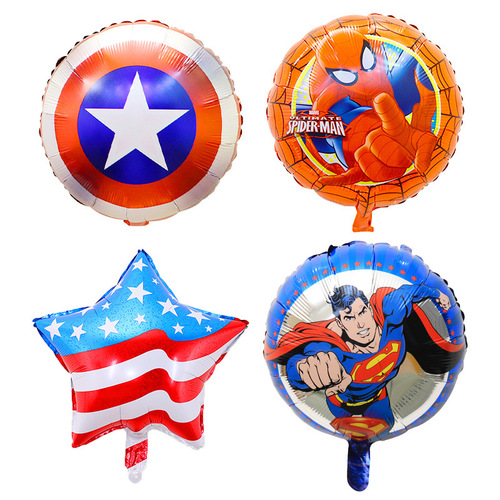 Children's Party Decoration Cartoon Plane Spider-Man Aluminum Film Balloons Captain America Shield Aluminum Foil Balloons Wholesale
