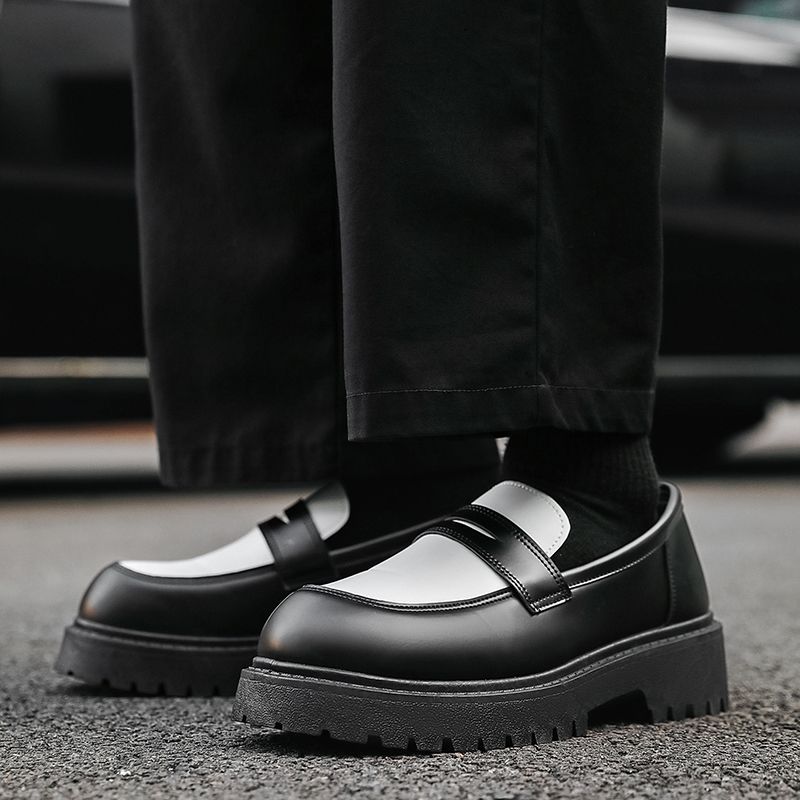 Chaussures Derby tendance pour homme ShoeVault, automne, style britannique décontracté, semelle épaisse et élégante, style rétro, rehaussantes, en cuir._voghion.com