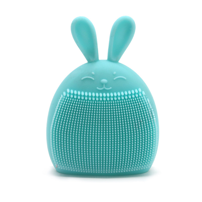 Cepillo de limpieza facial portátil de silicona con cerdas suaves, diseño de conejo, para bebés, nuevo y novedoso, para limpieza y masaje.