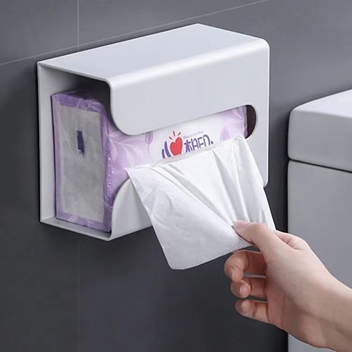 Non-piercing paper towel holder organizer, multi-functional dorm kitchen bathroom living room bedroom wall-mounted tissue box