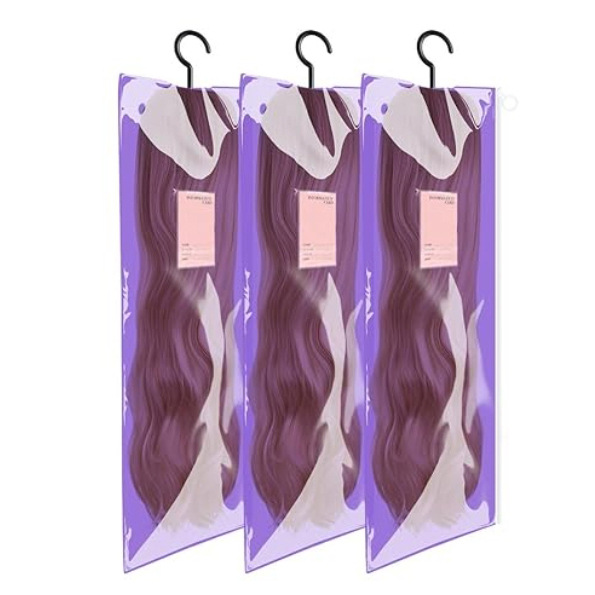 Bolsa de almacenamiento de pelucas de PVC, bolsa antipolvo para pelucas, bolsa con cremallera, organizador de almacenamiento de viaje colgable