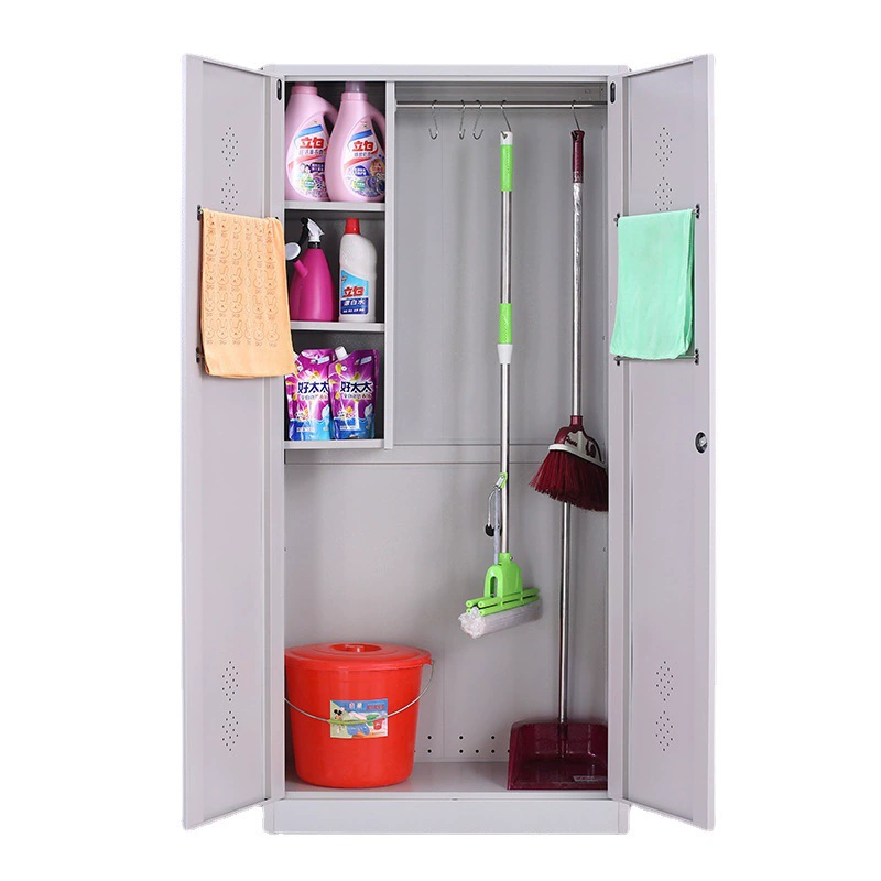 Стальной шкаф для чистки, одинарная и двойная дверь, санитарный шкаф, шкаф для хранения швабры из нержавеющей стали, шкаф для хранения инструментов для чистки