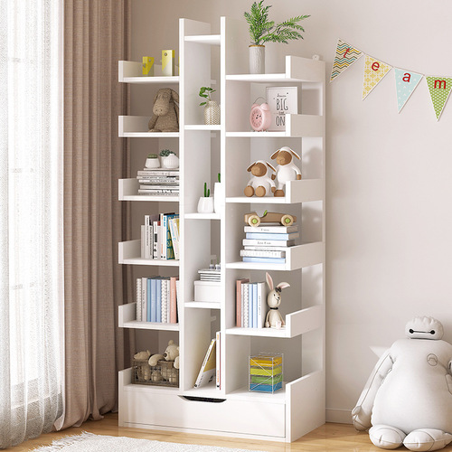 Simple bookshelf, simple picture book rack, floor-standing storage rack, living room storage cabinet, home bookcase, wall-mounted multi-layer storage rack