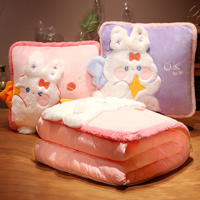 Caricatura de dibujos animados, cojín de aire acondicionado de dos en un sofá cojín de almuerzo en casa mantas almohada mayorista