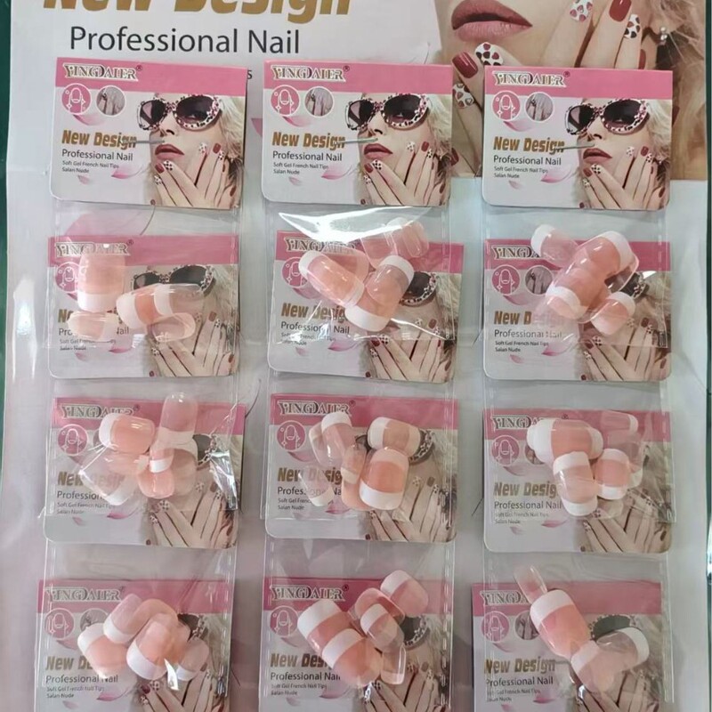 Rose cross-border new nail art French-style nail tips, colorful long ballet-style press-on nails, nail art stickers, false nail patches