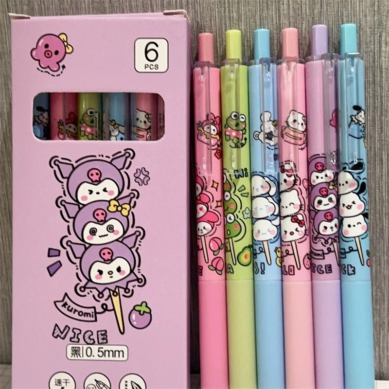 Sanliou Kulomi cabeza de dibujos animados secado rápido 0.5mm bolígrafo negro adorable estudiante de alto valor facial bolígrafo pulsador