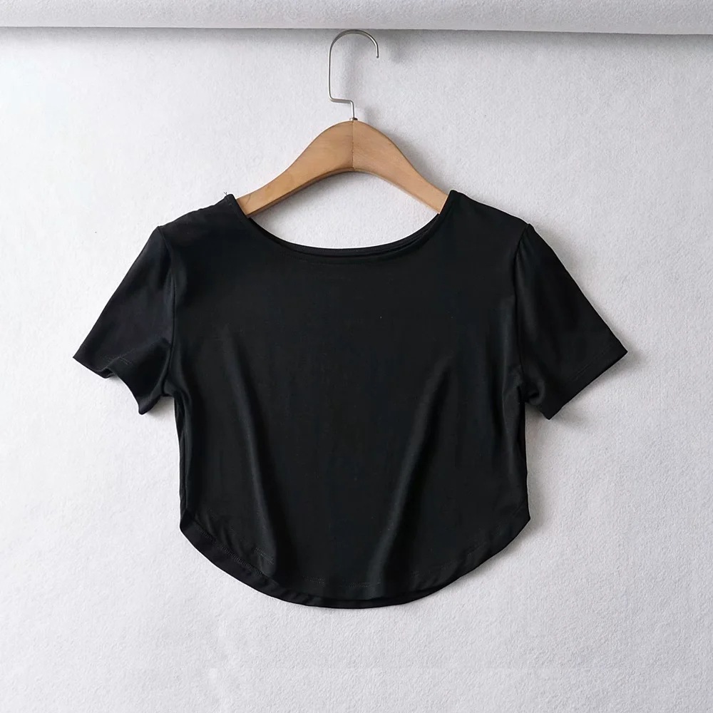 hem curved elastic short-sleeved T-shirt NSHS32661