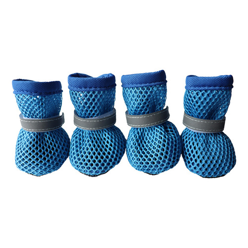 Cross-border pet grid breathable reflective dog shoes anti-slip wear-resistant sole for Bichon Frise Corgi small and medium dogs mesh shoes