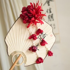 红色敬酒花朵头饰森系新娘中式2025礼服新款结婚秀禾晨袍配饰发夹