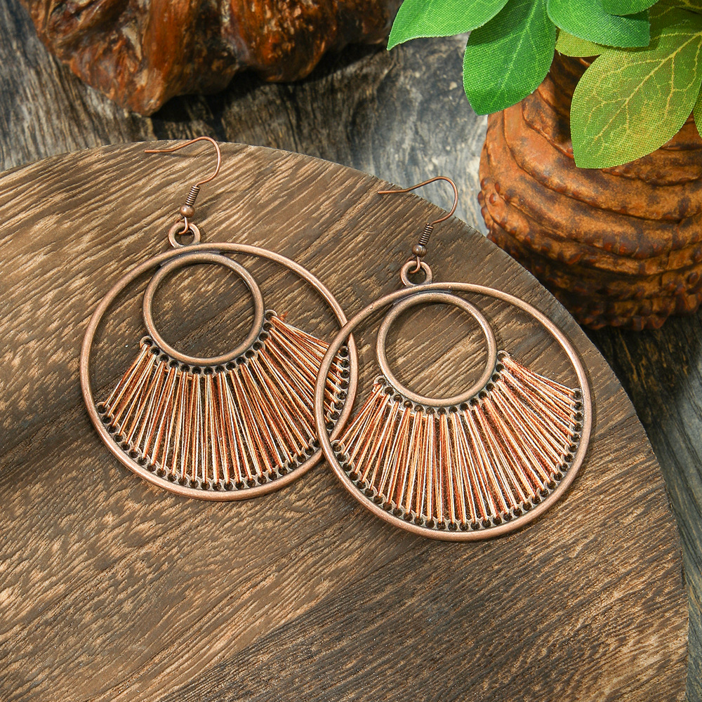 Original fashion hand-woven earrings fashion retro big circle earrings women bohemian hollow jewelry wholesale