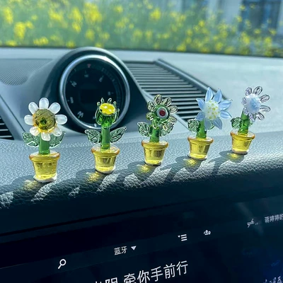 Car Ornaments Internet Celebrity Tulip Car Ornaments Mini Cactus Car Interior Ornaments Center Console Creative Decoration Women