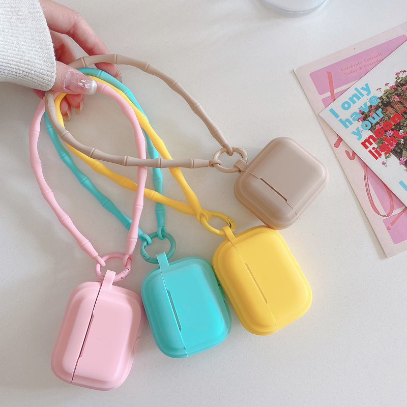 Простой однотонный чехол с брелоком для Airpods 4, силиконовый чехол для наушников Apple 1/2 с ремешком, напрямую от производителя