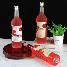 新款天使之手750ml红酒瓶玻璃空瓶磨砂加厚果汁饮料葡萄酒瓶包邮