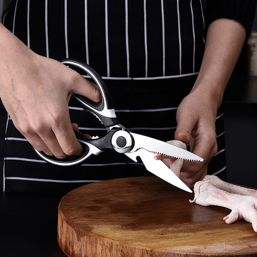 Stainless steel powerful chicken bone scissors kitchen household scissors for bone and meat cutting multifunctional labor-saving daily panda scissors