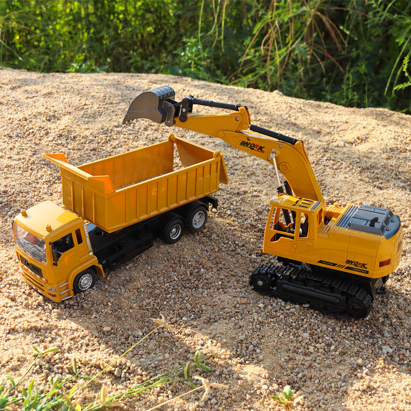 Ocean 2.4G Alloy Remote Control Excavator 8-Channel Digging Construction Truck Children's Toy Construction Truck