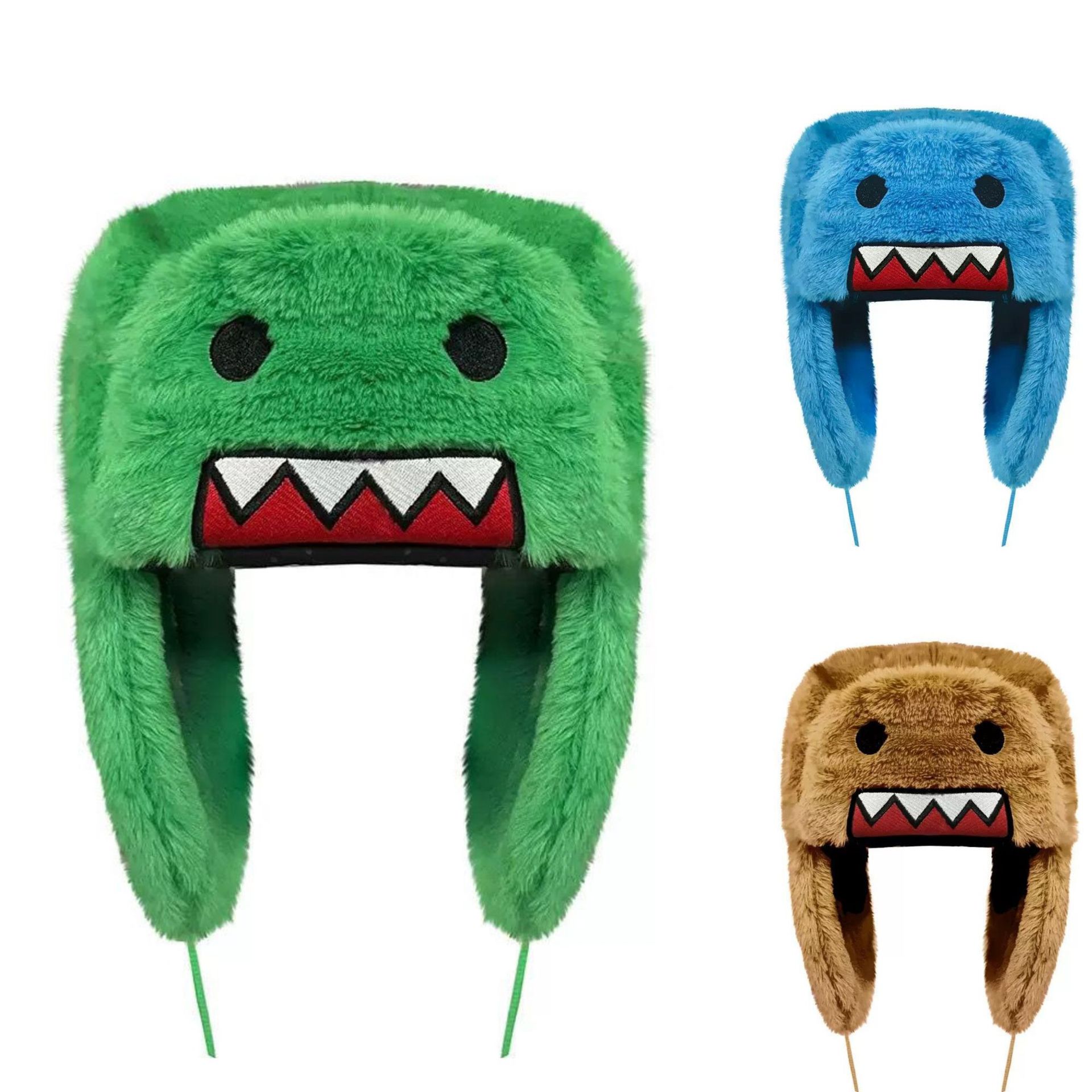 New autumn and winter warm, cute, plush, long-pile, cold-resistant, ear-covering, thickened cartoon hat, popular unisex Lei Feng hat