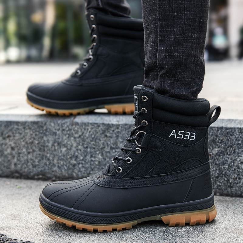 Men's Shoes large size lace up high top outdoor combat boots men's field training shoes autumn and winter new men's shoes_viptrois.com