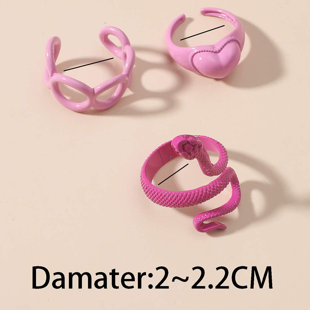 Grenzüberschreitender Neuer Schlangenförmiger Ring 3-teiliges Set Kreativer Mode Geometrischer Liebesring Schwanzringschmuck display picture 1