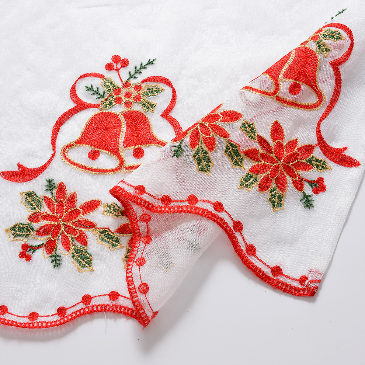 Nuevo hilo bordado de Navidad transfronterizo, cortina corta perforada, pantalla de ventana opaca, cortina terminada de Navidad de Amazon europea y americana