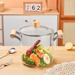 高ホウケイ酸ガラス鍋、直火ガス双耳シチューポット、電気セラミックストーブ加熱調理鍋、ガラススープポット、健康鍋