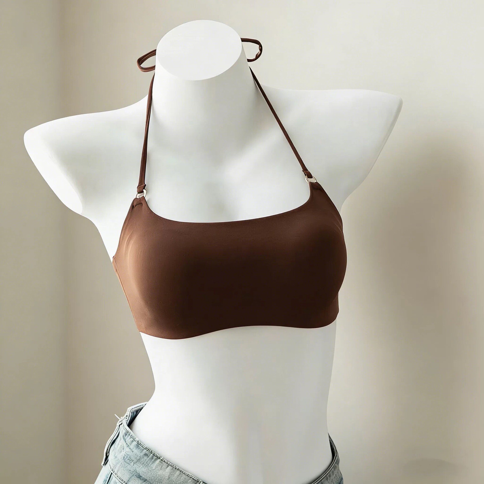 Pure Desire Strapless Halter Neck Bra for Women, Seamless, Beautiful Back, No Underwire, Small Bust, Push-Up, Side Breast Support, Can Be Worn as a Tank Top