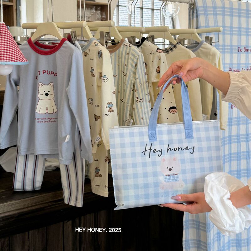 Large and Small Roll Hey Honey Boys and Girls 200g Lycra Autumn Clothes and Long Trousers Boneless Intimates Set Pure Cotton Pajamas