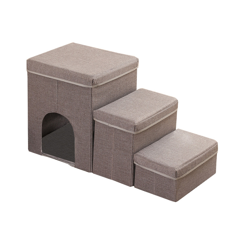 Suministros para mascotas estilo explosivo transfronterizo caja de almacenamiento de tres capas suave plegable escalón para perros escalera para perros pequeña escalera para mascotas