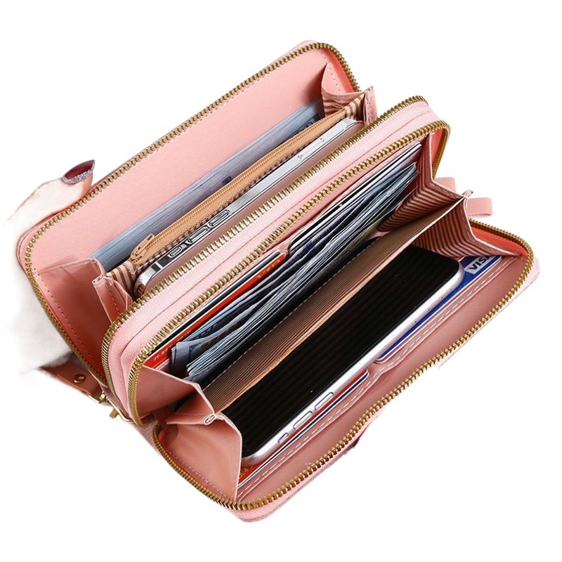 New wallet women's long zipper coin purse multi-functional mobile phone bag large capacity simple multi-card card holder