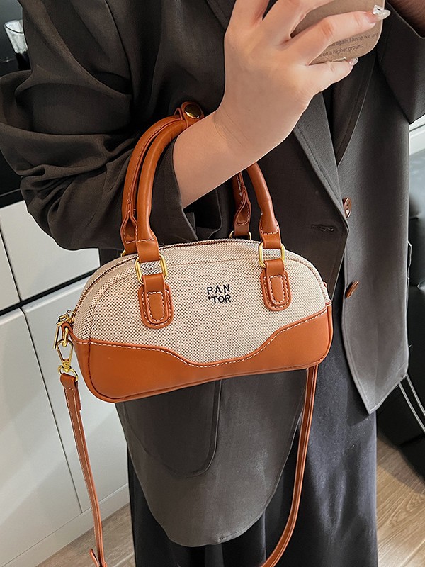 Bolso de mujer 2025 nuevo lino transfronterizo empalme bolso de mano pequeño bolso cuadrado de alta calidad de comercio exterior moda mochila
