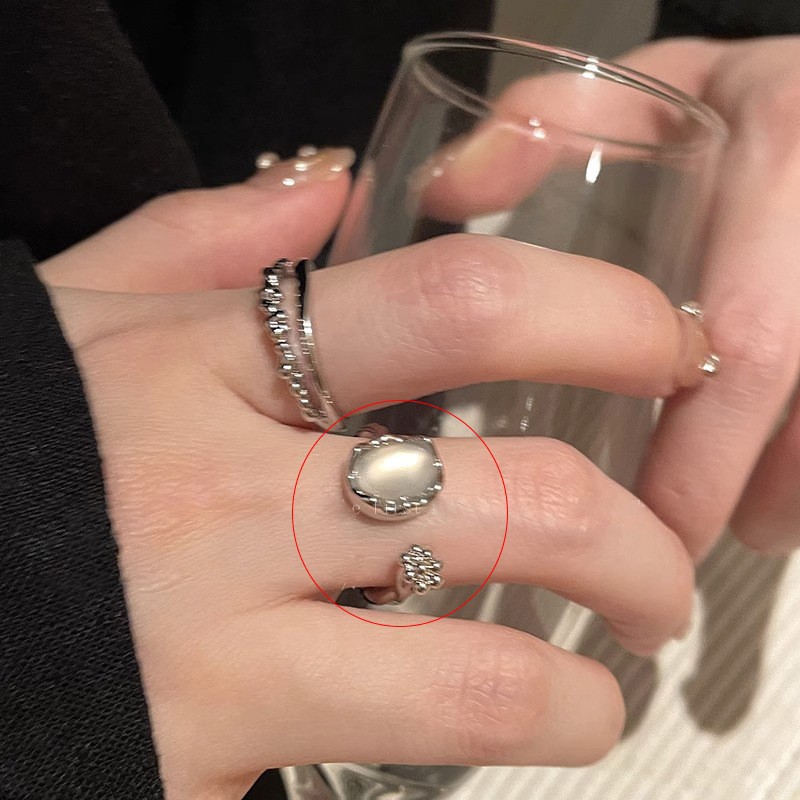 Anillo de circonita de perlas de viento ins, nicho femenino, sentido de alta gama, simple y ligero, anillo de novia de lujo, anillo de apertura de temperamento al por mayor