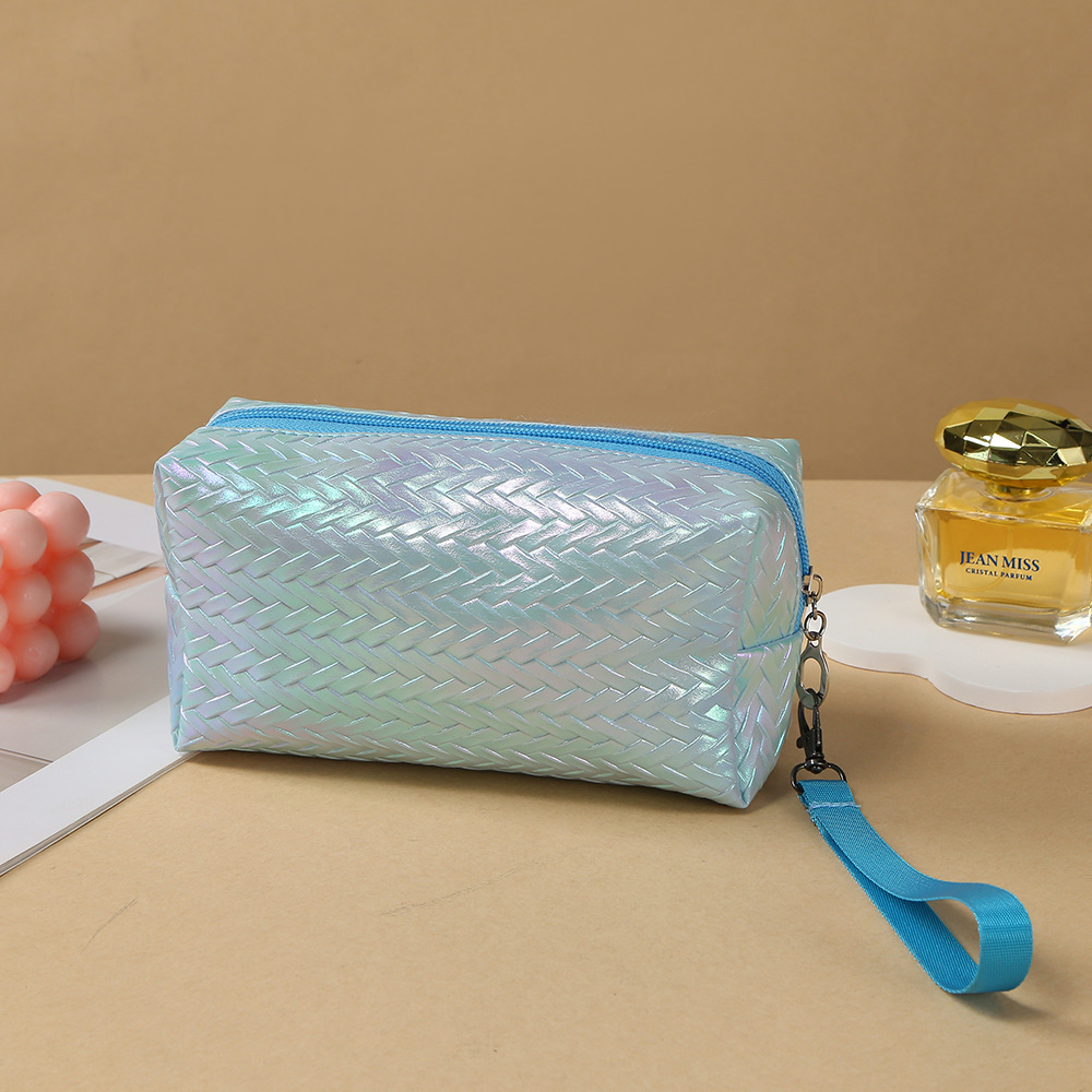 Nuevo láser trenzado maquillaje bolsa de lavado PU bolsa multifuncional bolsa de viaje impermeable bolsa de almacenamiento de mano de gran capacidad