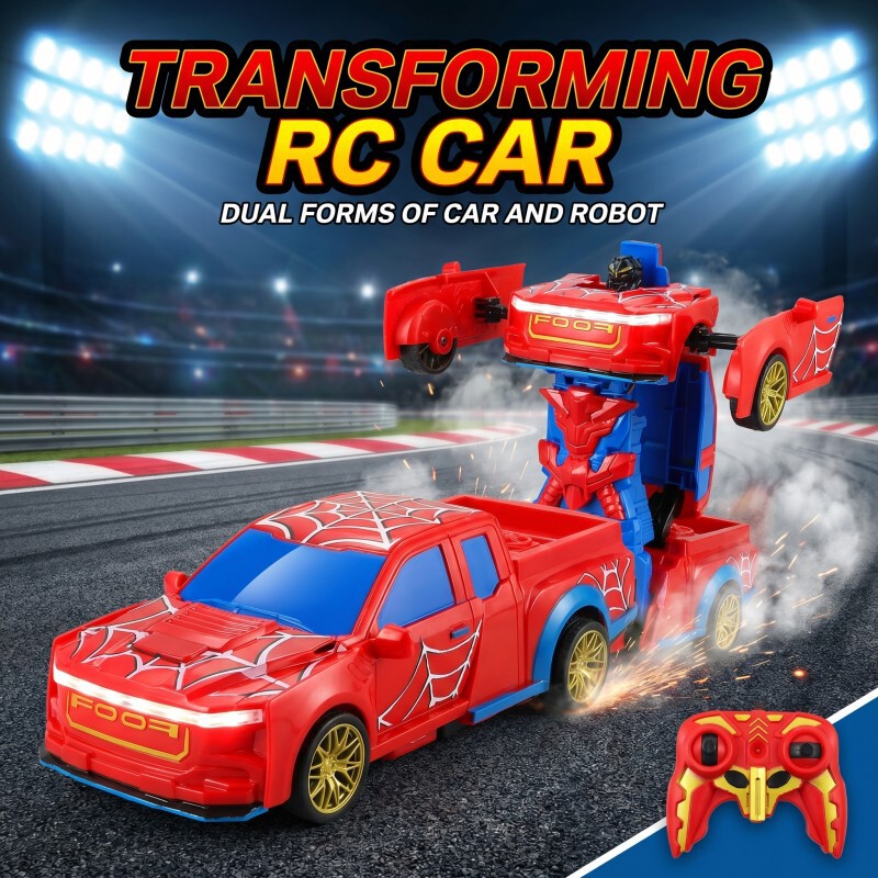 Cross-border 2.4g remote control spider transforming car Raptor F150 one-touch transforming remote control car rechargeable electric toy car for boys Cross-border 2.4g remote control spider transforming car Raptor F150 one-touch transforming remote control car rechargeable electric toy car for boys