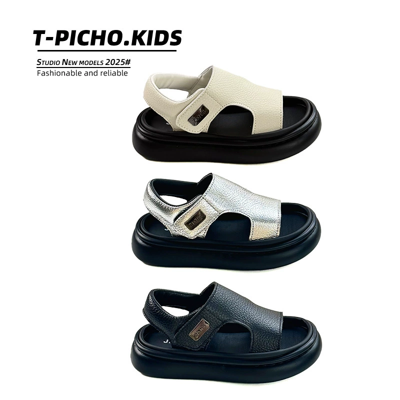 Детские сандалии лето 2025, новые модные босоножки для мальчиков в корейском стиле, легко сочетаются с одеждой, пляжная обувь для девочек среднего и старшего возраста