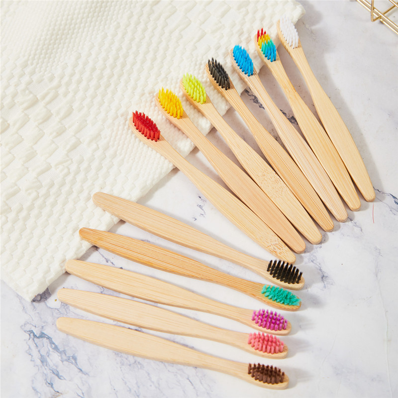 Cepillo de dientes de carbono de bambú para niños Papel Kraft en caja Arco Iris cepillo suave ultrafino cepillo de dientes de bambú de madera se puede configurar