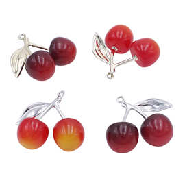 合金电镀立体樱桃DIY饰品配件 耳饰项链车载钥匙扣包包挂件材料