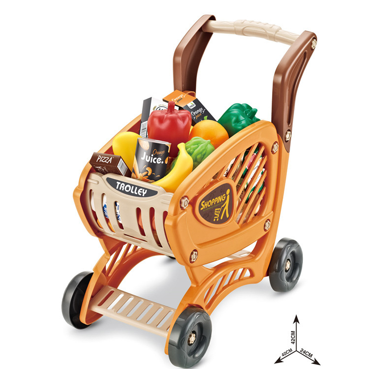 Traje de carrito de supermercado de simulación infantil transfronterizo música ligera supermercado compras de frutas y verduras jugar juguetes de la casa